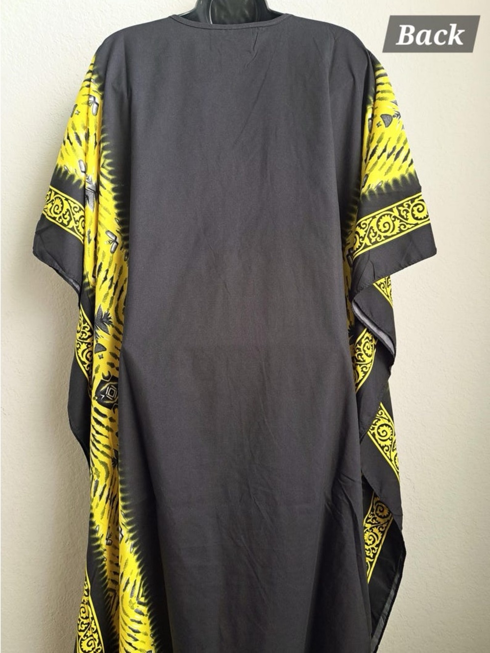 Goddess Black & Yellow V-Neck Beach Caftan - Picture 6 of 7